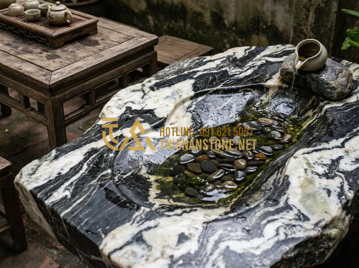 Hướng Dẫn Cách Lắp Đặt Và Xử Lý Khay Trà Đá Thoát Nước Luôn Khô Thoáng - Cleaned and restored pebble stone tea tray drainage system after unclogging proc