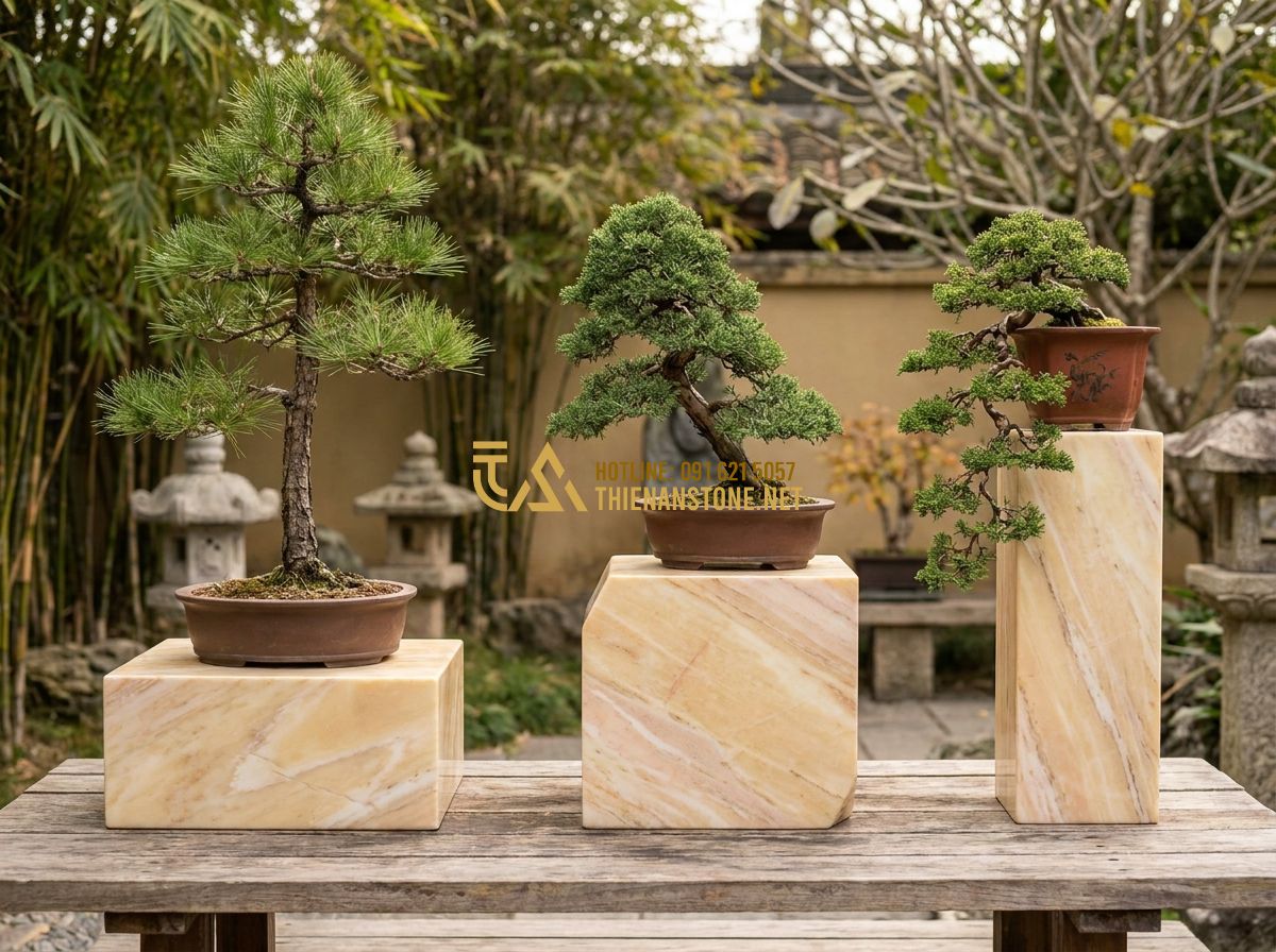 Hướng Dẫn Chọn Đôn Đá Kê Cây Cảnh Đẹp, Bền & Phù Hợp Phong Thủy - Hình 3 Hướng Dẫn Chọn Đôn Đá Kê Cây Cảnh Đẹp, Bền & Phù Hợp Phong Thủy - An educational illustration showing three different types of bonsai styles (Form