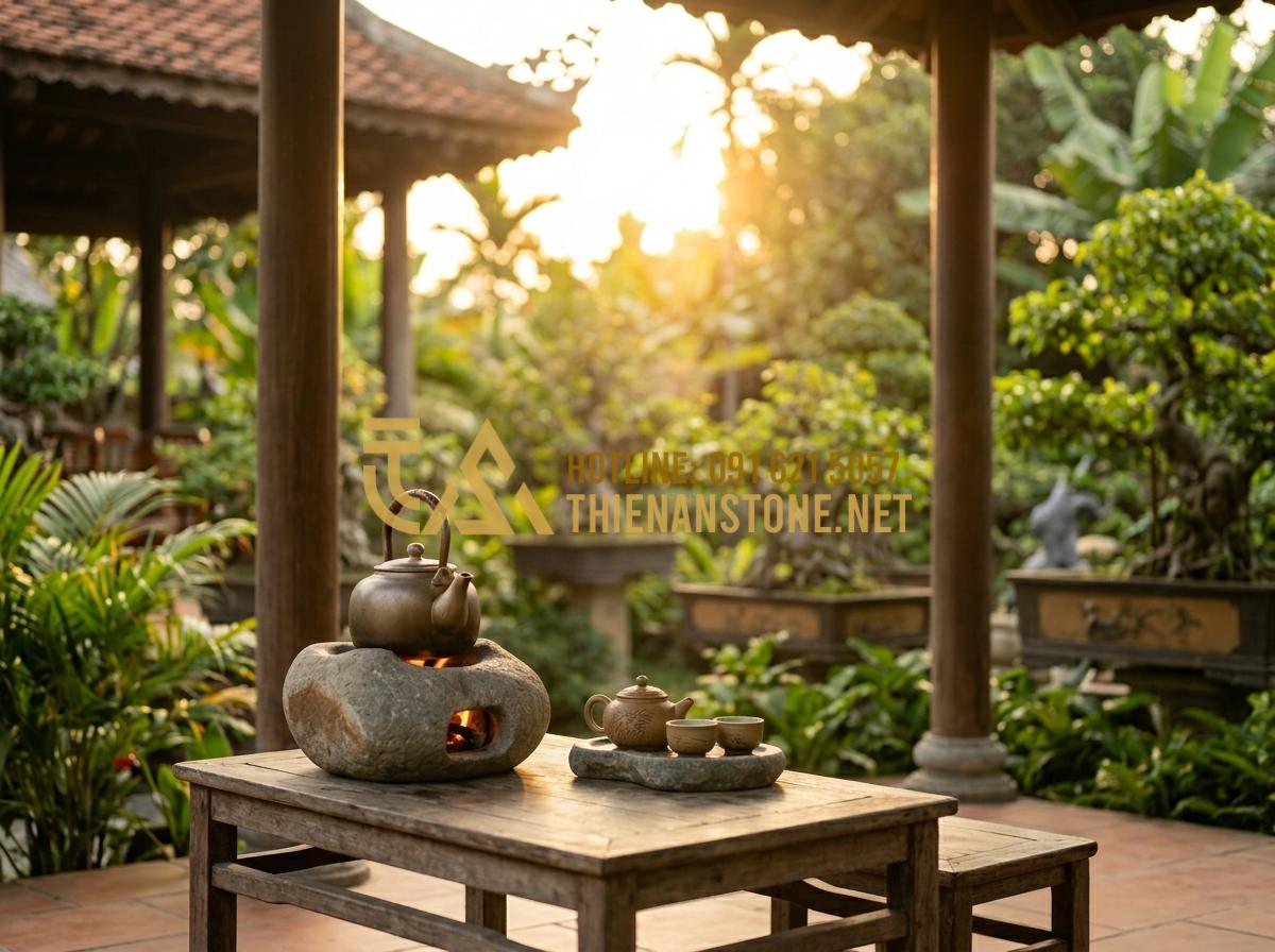 Hướng dẫn sử dụng và vệ sinh bếp đá hồng ngoại mini luôn bền đẹp như mới - Hình 11 Hướng dẫn sử dụng và vệ sinh bếp đá hồng ngoại mini luôn bền đẹp như mới - Tạo ảnh tiếng Anh: A final heartwarming shot of the architect Minh sitting peace