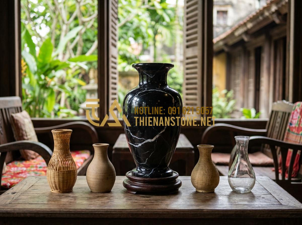 Hướng Dẫn Vệ Sinh Và Bảo Quản Lọ Hoa Đá Luôn Sáng Bóng Như Mới Tại Nhà - Natural stone flower vase highlighted as superior material in home decor compari