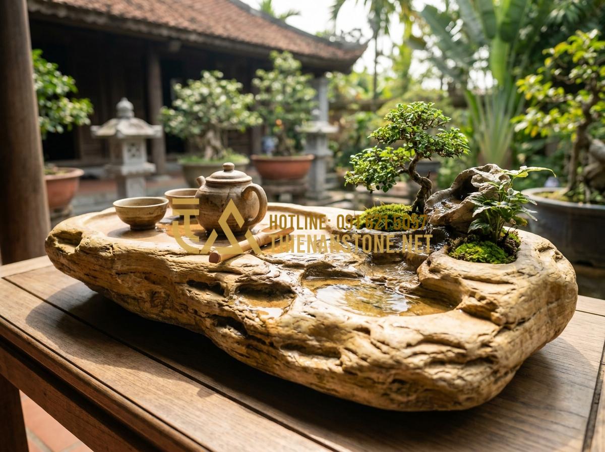 Khay Trà Đá Là Gì? Vì Sao Giới Trà Đạo Ưu Tiên Khay Trà Đá Tự Nhiên Nguyên Khối? - FAQ style infographic visual with common questions about natural stone tea trays