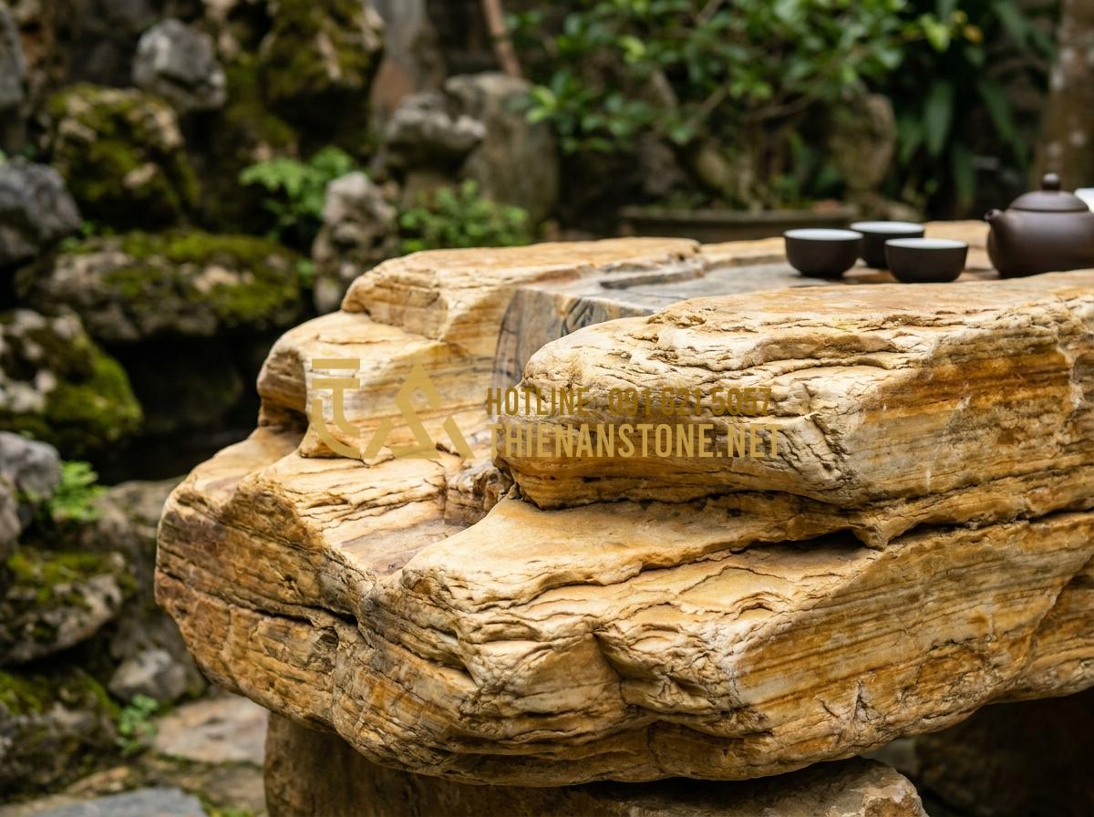 Khay Trà Đá Là Gì? Vì Sao Giới Trà Đạo Ưu Tiên Khay Trà Đá Tự Nhiên Nguyên Khối? - Collection of different natural stones used for tea trays including granite, mar