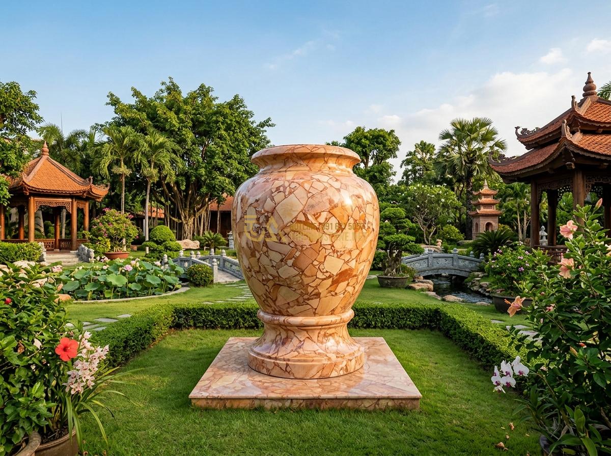Kích Thước Ang Nước Tiểu Cảnh Phù Hợp Với Diện Tích Sân Vườn Và Ban Công - Hình 10 Kích Thước Ang Nước Tiểu Cảnh Phù Hợp Với Diện Tích Sân Vườn Và Ban Công - Panoramic shot of oversized ang nuoc da in a grand estate garden surrounded by m