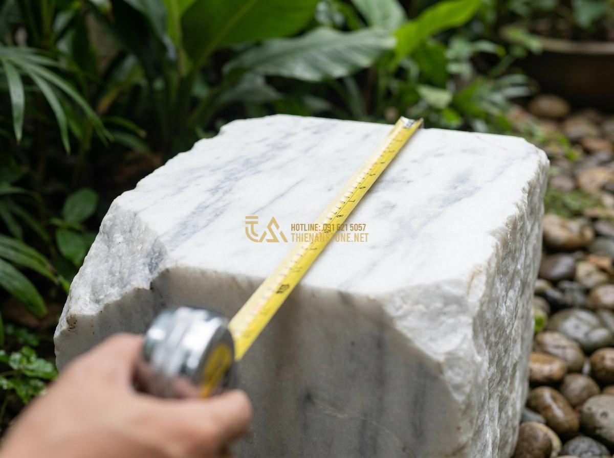 Kích Thước Ang Nước Tiểu Cảnh Phù Hợp Với Diện Tích Sân Vườn Và Ban Công - Hình 15 Kích Thước Ang Nước Tiểu Cảnh Phù Hợp Với Diện Tích Sân Vườn Và Ban Công - Step-by-step instructional image showing measurement tools and process for sizin