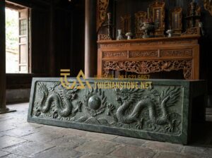 Kích Thước Chiếu Rồng Đá Chuẩn Thước Lỗ Ban Mang Lại Tài Lộc Cho Gia Tộc - High-resolution photograph of a traditional Vietnamese stone dragon mat platform