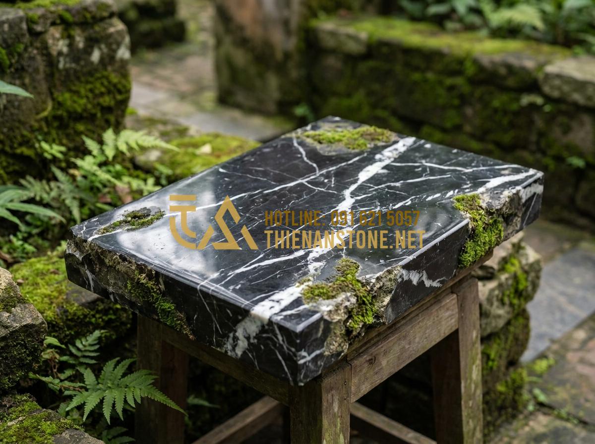 Kích Thước Cuốn Thư Đá Chuẩn Thước Lỗ Ban Mang Lại Tài Lộc Cho Gia Tộc - Beautiful natural green moss stone scroll tablet with rich texture and color, pr
