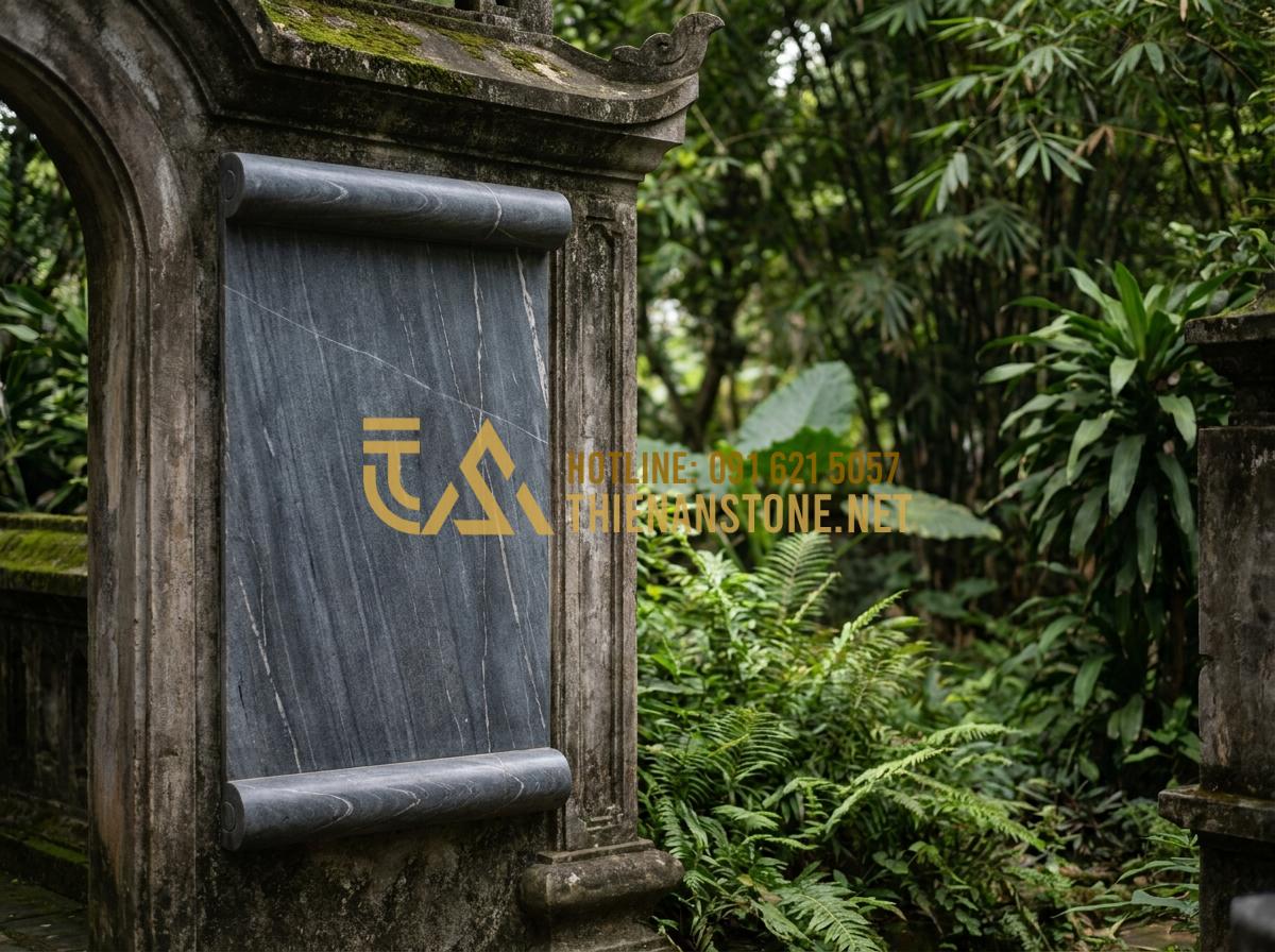 Kích Thước Cuốn Thư Đá Chuẩn Thước Lỗ Ban Mang Lại Tài Lộc Cho Gia Tộc - Elegant granite stone scroll measuring exactly 127x192cm according to Lu Ban rul