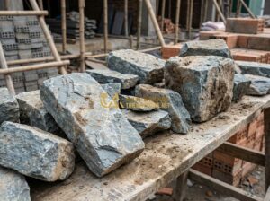 Kích Thước Đá Chẻ Phổ Biến 2026: 10x20, 15x20x25, 20x20x25… Nên Chọn Kích Cỡ Nào? - Tạo ảnh tiếng Anh: A high-quality close-up shot of various sizes of natural spli