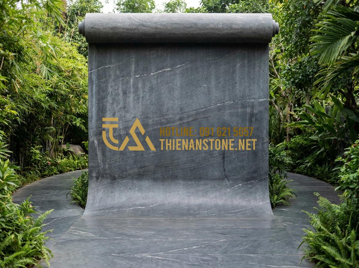 Kinh Nghiệm Lựa Chọn Và Lắp Đặt Bức Cuốn Thư Bằng Đá Bền Đẹp Vĩnh Cửu - Large custom-sized stone scroll inscription perfectly fitted at the front of a s