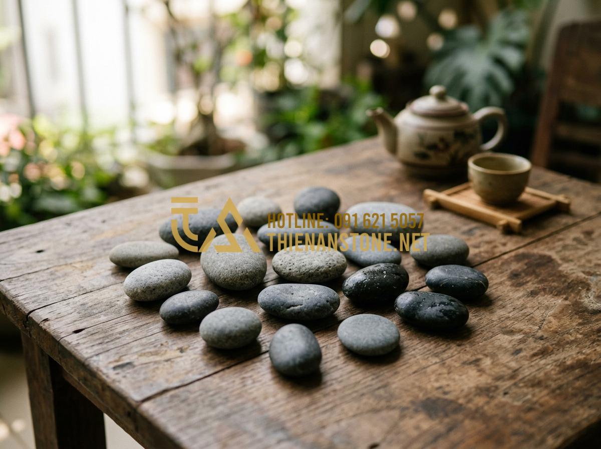 Kỹ thuật vẽ tranh 3D trên đá cuội: Bí quyết tạo chiều sâu cho tác phẩm - Tạo ảnh tiếng Anh: A curated selection of smooth river pebbles of various shapes