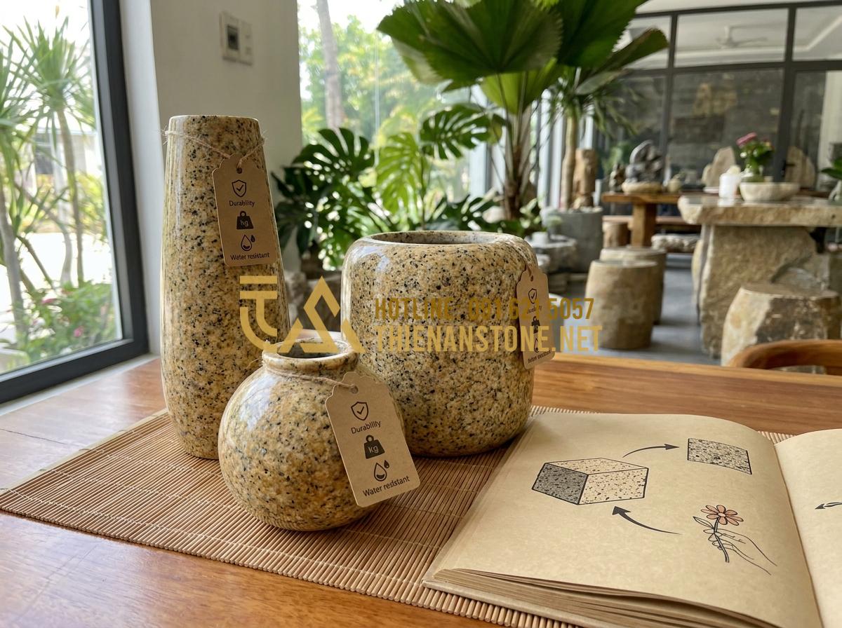 Lọ Hoa Đá Tự Nhiên Là Gì? 5 Lý Do Khiến Bình Hoa Bằng Đá Trở Thành Xu Hướng Decor 2026 - Hình 19 Lọ Hoa Đá Tự Nhiên Là Gì? 5 Lý Do Khiến Bình Hoa Bằng Đá Trở Thành Xu Hướng Decor 2026 - Customer buying guide showing important factors when selecting natural stone flo