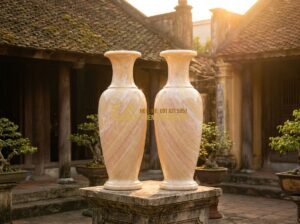 Lục Bình Đá Tự Nhiên Đẹp 2026: 130+ Mẫu Lục Bình Đá Lan Can & Trang Trí Phong Thủy Cao Cấp - Tạo ảnh tiếng Anh: A cinematic, high-quality photograph of a traditional Vietnam