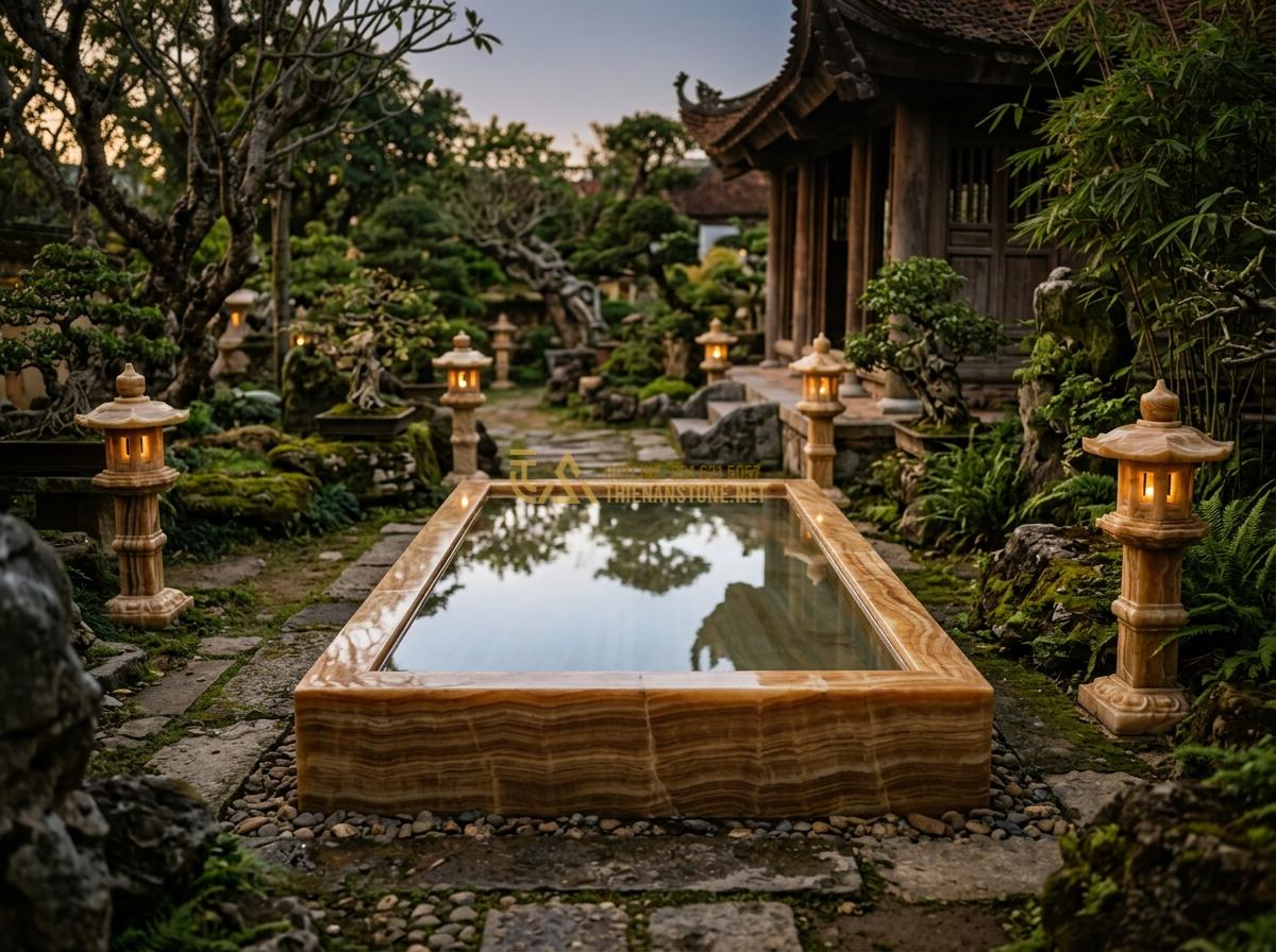 Mua Ang Nước Bằng Đá Tự Nhiên Ở Đâu Uy Tín? Địa Chỉ Chất Lượng Giá Tốt - Historical style natural stone water basin in an ancient Asian garden design wit