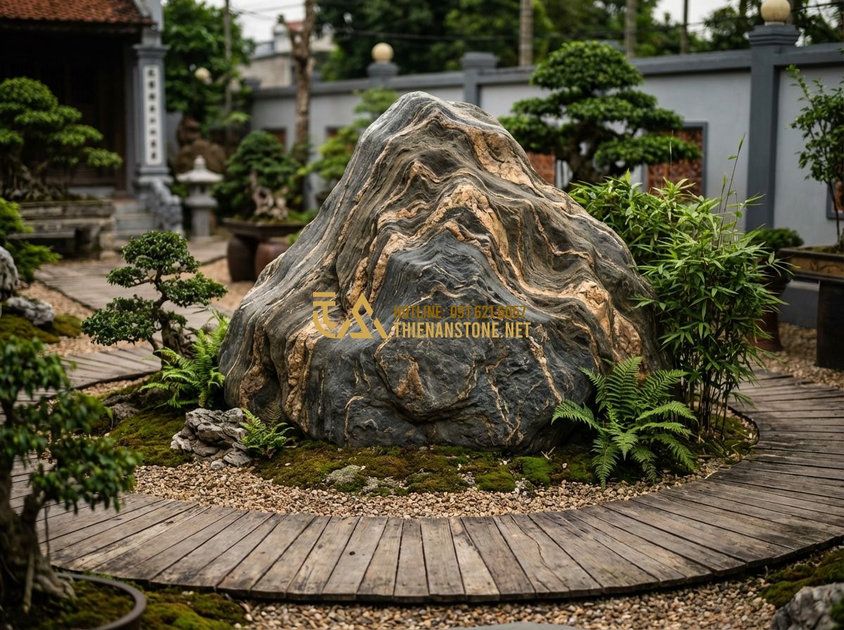 Những Sai Lầm Thường Gặp Khi Bày Đá Cảnh Phong Thủy Trong Sân Vườn - Tạo ảnh tiếng Anh: A variety of natural stones in different colors like white, b