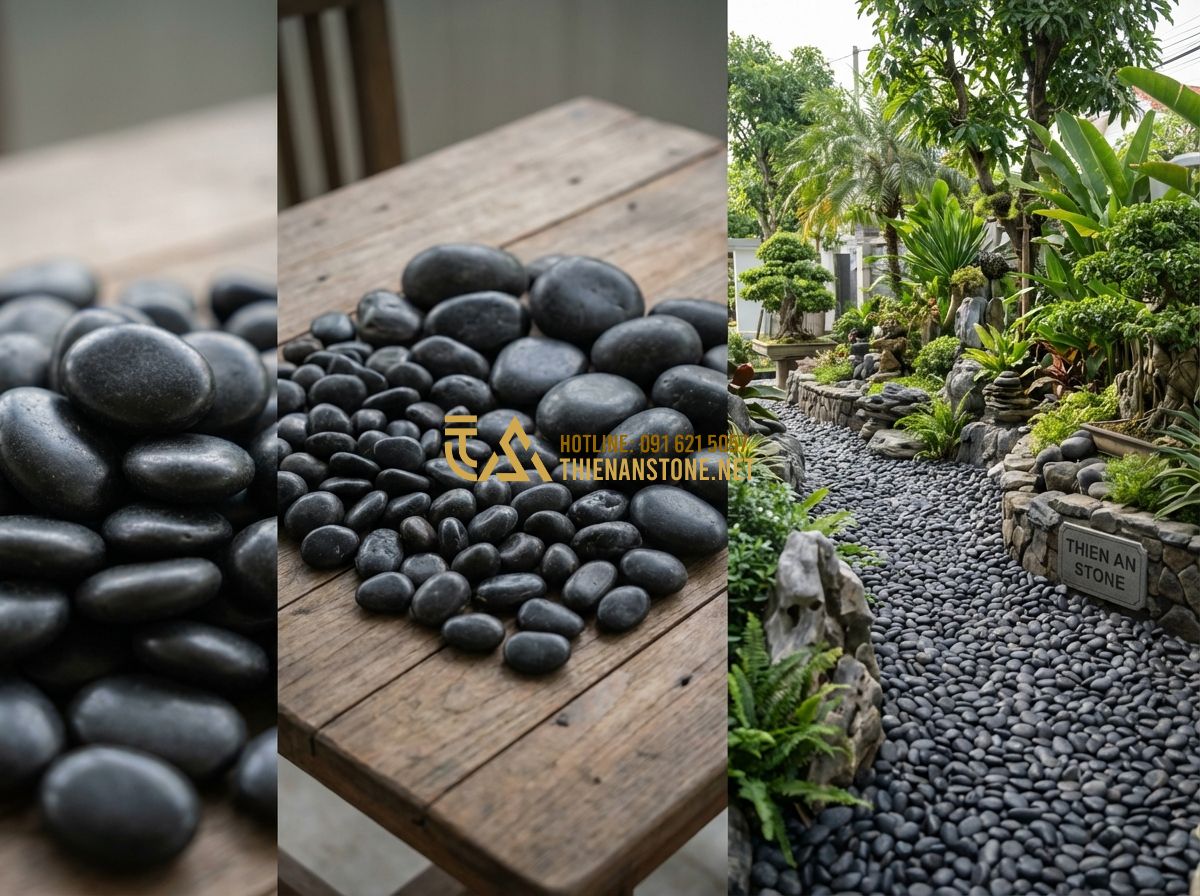 Nơi Mua Sỏi Trang Trí Uy Tín Giá Rẻ Tại Đà Nẵng Và Toàn Quốc - Hình 5 Nơi Mua Sỏi Trang Trí Uy Tín Giá Rẻ Tại Đà Nẵng Và Toàn Quốc - Tạo ảnh tiếng Anh: A step-by-step infographic-style photo showing the installati