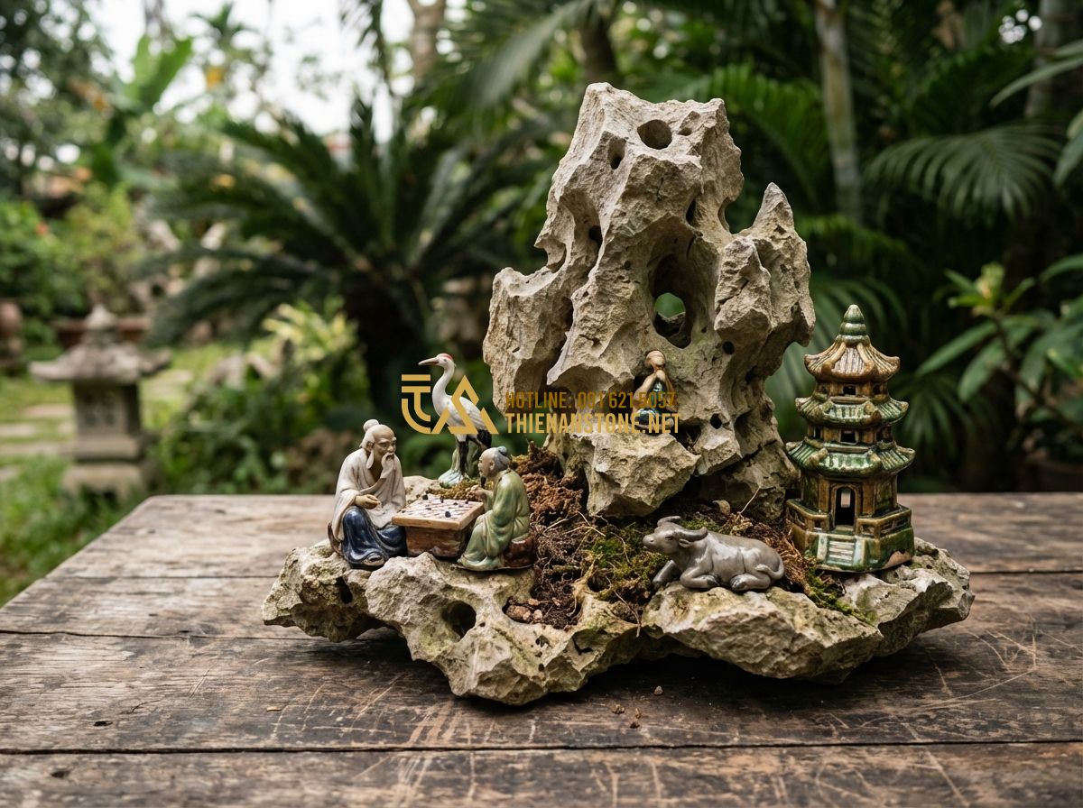 Phụ Kiện Trang Trí Hòn Non Bộ Và Tiểu Cảnh Đẹp Nhất Hiện Nay - Hình 2 Phụ Kiện Trang Trí Hòn Non Bộ Và Tiểu Cảnh Đẹp Nhất Hiện Nay - Tạo ảnh tiếng Anh: A collection of various miniature ceramic figurines for mount