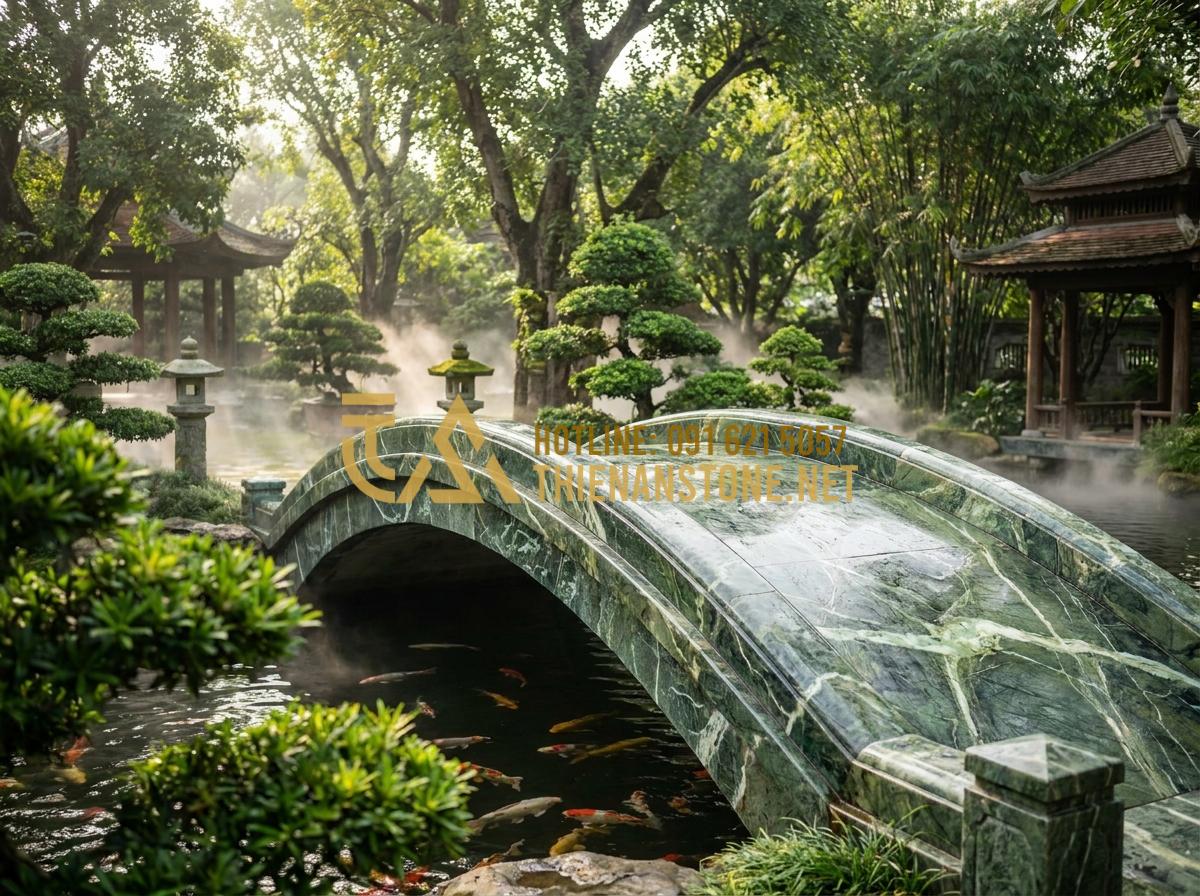 Quy trình thi công cầu đá nguyên khối: Đảm bảo độ bền và an toàn kỹ thuật - Hình 1 Quy trình thi công cầu đá nguyên khối: Đảm bảo độ bền và an toàn kỹ thuật - Tạo ảnh tiếng Anh: A majestic monolithic stone bridge spanning over a peaceful k