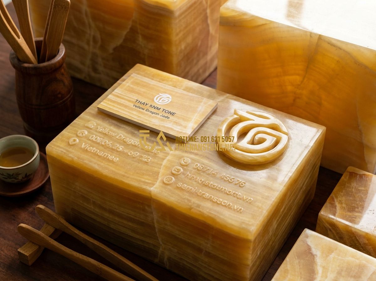 Sập Đá Cẩm Thạch, Ngọc, Thạch Anh Đẹp: Mẫu Phản Đá Tự Nhiên Cao Cấp Nhất 2026 - Hình 8 Sập Đá Cẩm Thạch, Ngọc, Thạch Anh Đẹp: Mẫu Phản Đá Tự Nhiên Cao Cấp Nhất 2026 - Tạo ảnh tiếng Anh: A professional business card and logo display for "Thien An S
