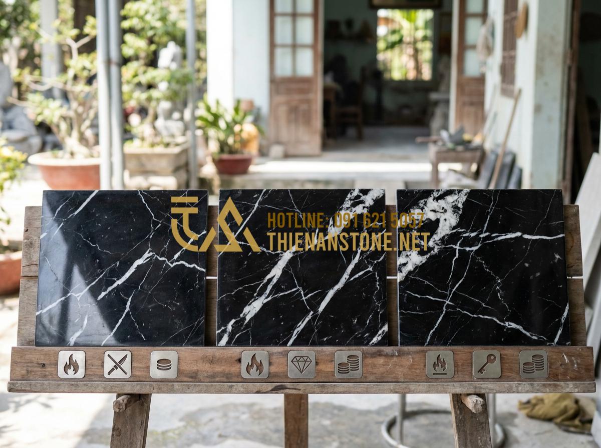 So Sánh Bàn Ăn Bằng Đá Nhân Tạo, Đá Nung Kết & Thạch Anh: Loại Nào Tốt? - Tạo ảnh tiếng Anh: An informative comparison graphic layout showing three stone