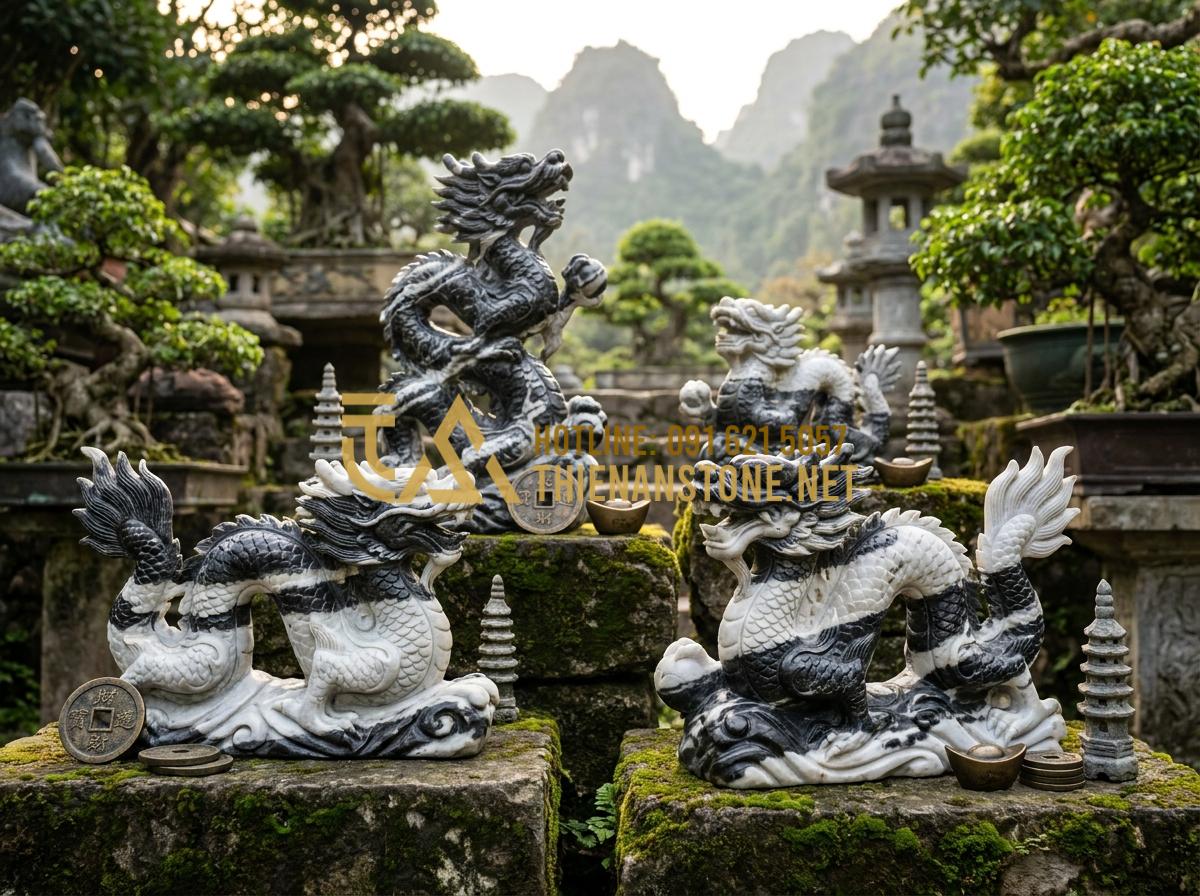 So Sánh Chiếu Rồng Đá Đen, Đá Trắng Và Đá Vàng Nghệ An: Nên Chọn Loại Nào? - Price comparison chart and investment value of different stone dragon types for