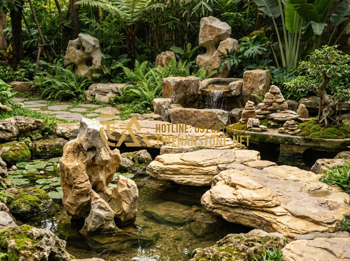 So Sánh Đá Cổ Thạch Xanh Và Vàng: Lựa Chọn Nào Phù Hợp Với Sân Vườn Của Bạn? - Hình 17 So Sánh Đá Cổ Thạch Xanh Và Vàng: Lựa Chọn Nào Phù Hợp Với Sân Vườn Của Bạn? - Decision guide infographic style with green and yellow stones matched to differe