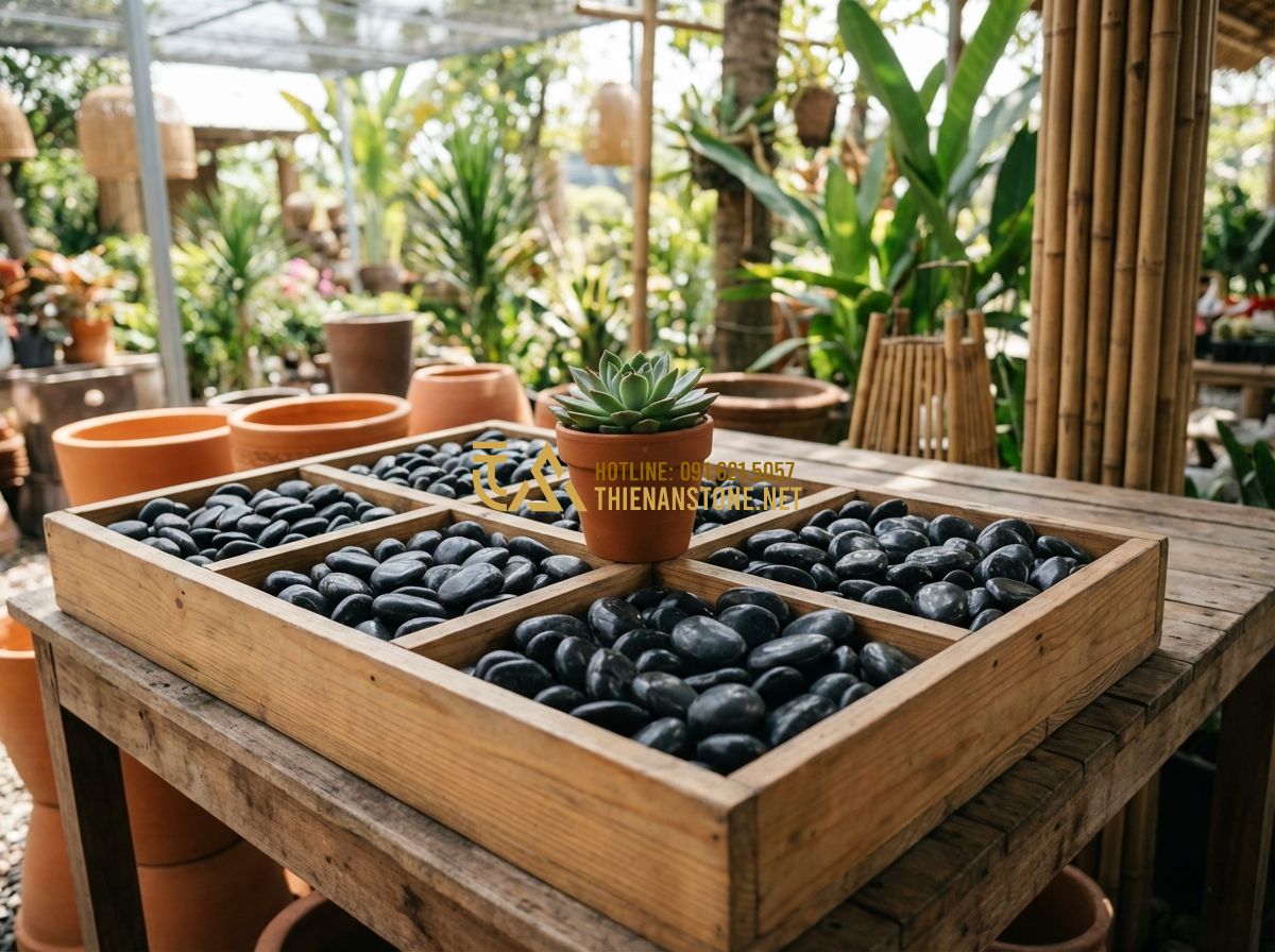 Sỏi Trang Trí Chậu Cây Cảnh Và Gốc Cây: Bí Quyết Làm Đẹp Chuyên Nghiệp - Hình 7 Sỏi Trang Trí Chậu Cây Cảnh Và Gốc Cây: Bí Quyết Làm Đẹp Chuyên Nghiệp - Tạo ảnh tiếng Anh: A sequence of three images showing the process of decorating