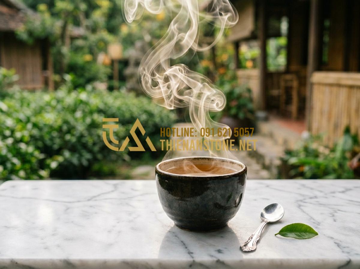 Tại sao bếp đá đun nước pha trà giúp giữ trọn hương vị trà đạo? - Close-up of steam rising from a tea cup, artistic photography, the steam forms e