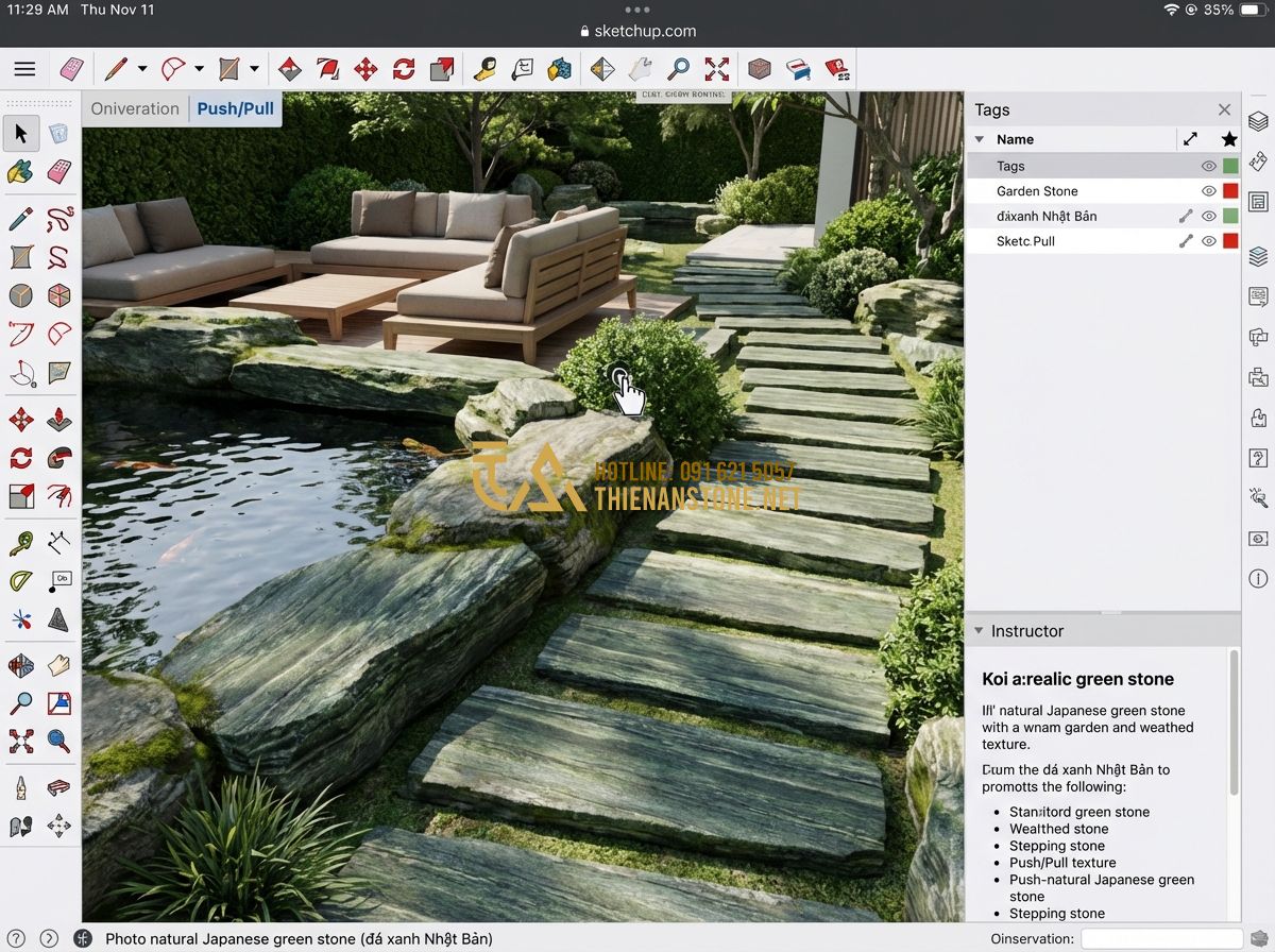 Thiết Kế Sân Vườn Bằng SketchUp - Hướng Dẫn Chi Tiết Cho Người Mới - Hình 1 Thiết Kế Sân Vườn Bằng SketchUp - Hướng Dẫn Chi Tiết Cho Người Mới - Tạo ảnh tiếng Anh: A high-quality 3D architectural visualization of a modern gar