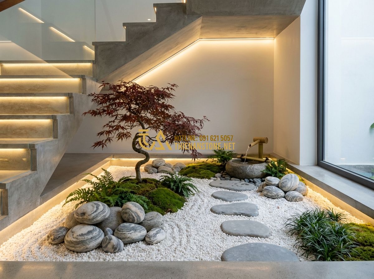 Tiểu Cảnh Sân Vườn Đẹp: 100+ Ý Tưởng Thiết Kế Mini, Hiện Đại & Phong Thủy - Hình 2 Tiểu Cảnh Sân Vườn Đẹp: 100+ Ý Tưởng Thiết Kế Mini, Hiện Đại & Phong Thủy - Tạo ảnh tiếng Anh: A detailed miniature indoor garden under a staircase, combini