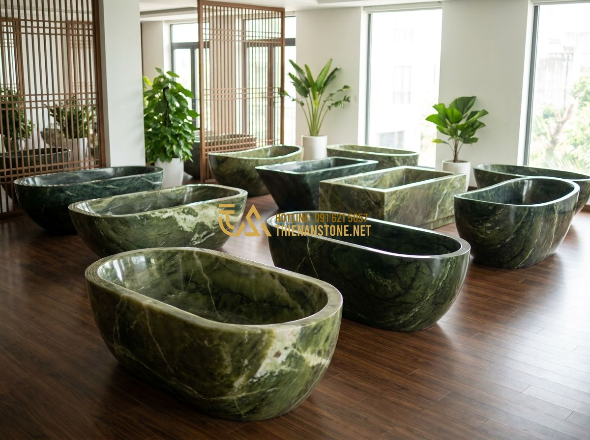 Top 100 Mẫu Bồn Tắm Đá Đẹp Nhất 2026 Cho Phòng Tắm Sang Trọng & Hiện Đại - Hình 1 Top 100 Mẫu Bồn Tắm Đá Đẹp Nhất 2026 Cho Phòng Tắm Sang Trọng & Hiện Đại - Create image in English: Collection of 8 different luxurious natural stone batht