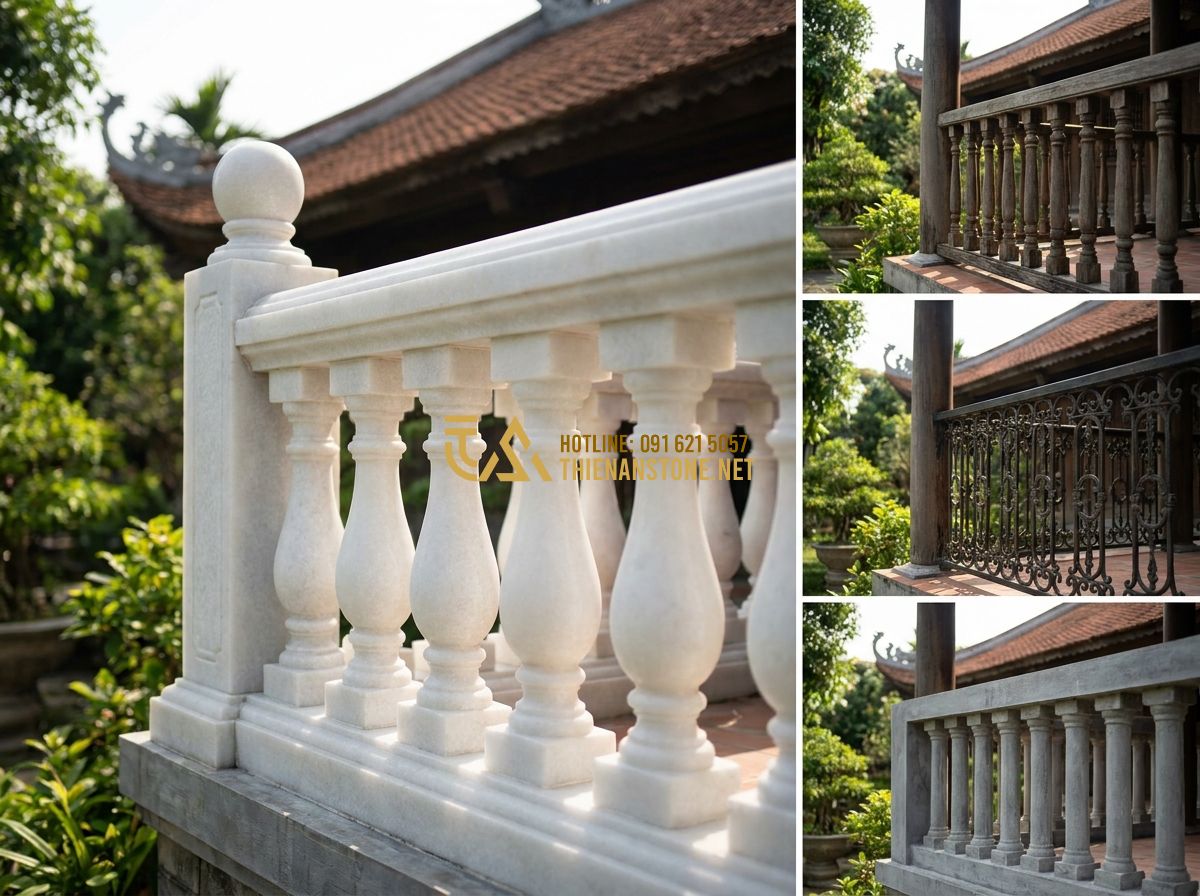 Top 100 Mẫu Con Tiện Đá Đẹp Nhất 2026 Dùng Làm Lan Can & Cầu Thang Nhà Phố Biệt Thự - A detailed close-up shot of a master craftsman in a traditional workshop, carefu