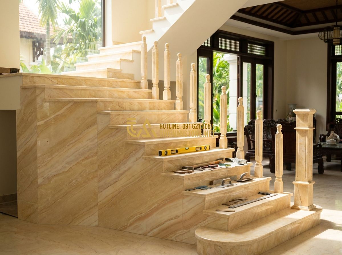 Top 100 Mẫu Con Tiện Đá Đẹp Nhất 2026 Dùng Làm Lan Can & Cầu Thang Nhà Phố Biệt Thự - A stunning interior view of a spiral staircase in a luxury home. The staircase f