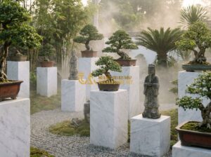 Top 100 Mẫu Đôn Đá Tự Nhiên Đẹp Nhất 2026 Dùng Kê Cây Cảnh Và Kê Tượng - Professional photography of a high-end zen garden featuring various natural ston