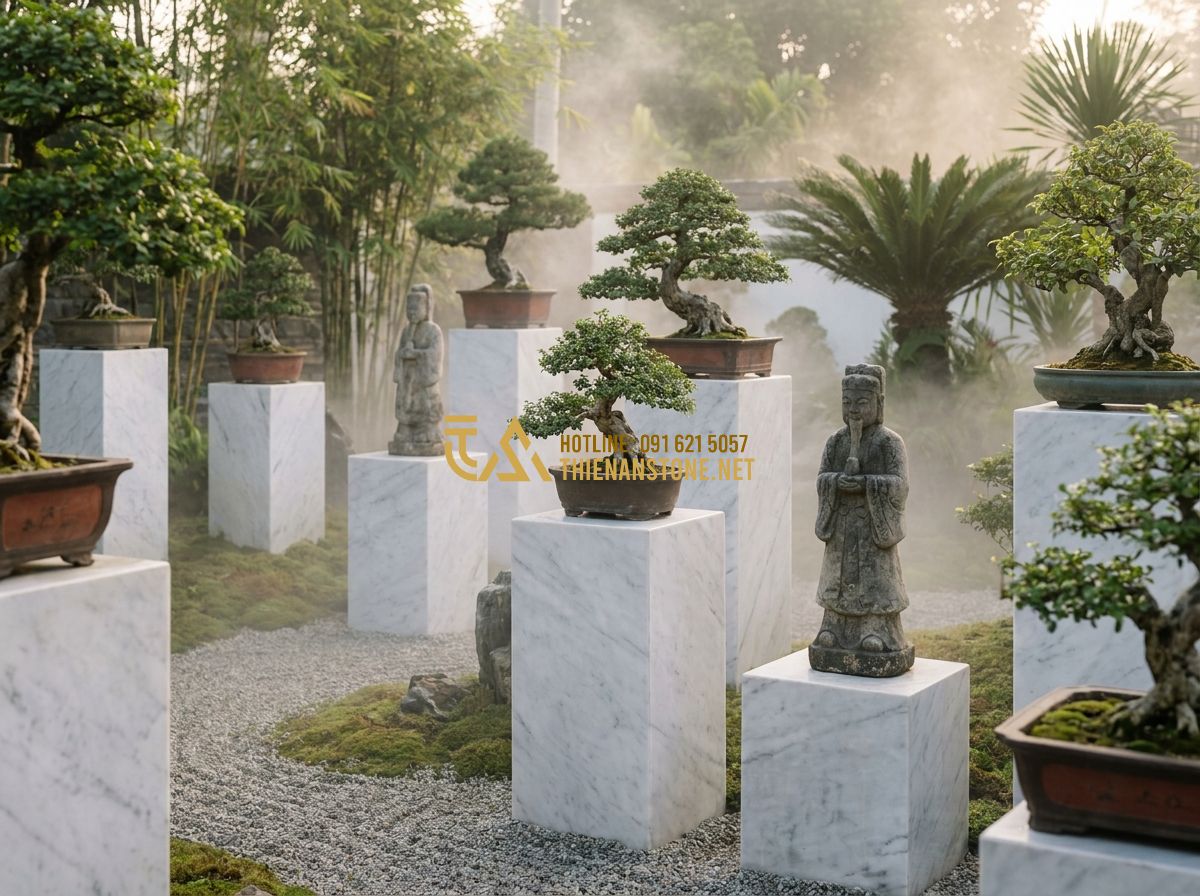 Top 100 Mẫu Đôn Đá Tự Nhiên Đẹp Nhất 2026 Dùng Kê Cây Cảnh Và Kê Tượng - Professional photography of a high-end zen garden featuring various natural ston