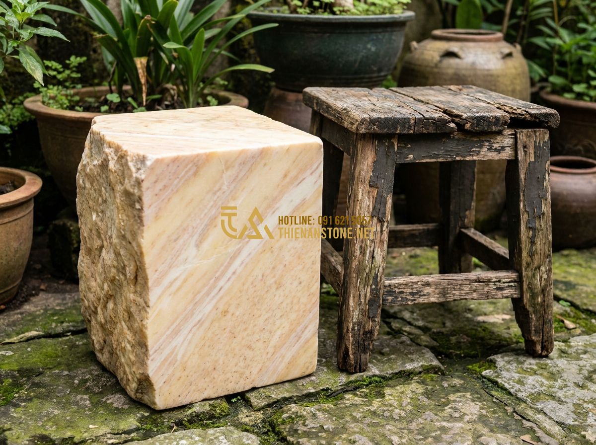 Top 100 Mẫu Đôn Đá Tự Nhiên Đẹp Nhất 2026 Dùng Kê Cây Cảnh Và Kê Tượng - Close-up high-quality shot comparing a rustic natural stone pedestal with a weat