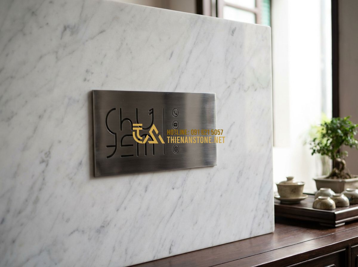 Top 100 Mẫu Lục Bình Đá Đẹp Nhất 2026 Dùng Làm Lan Can & Trang Trí Phong Thủy - Tạo ảnh tiếng Anh: Professional logo and contact information of Thien An Stone C