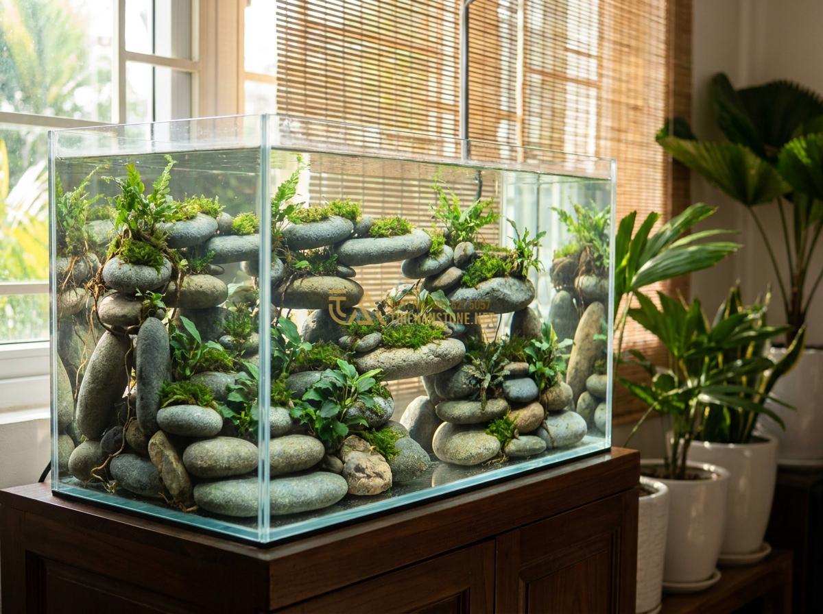 Top 5+ Layout Đá Cuội Đẹp Cho Bể Thủy Sinh Được Ưa Chuộng Nhất - Creative hybrid pebble aquascape combining multiple styles with unique stone for