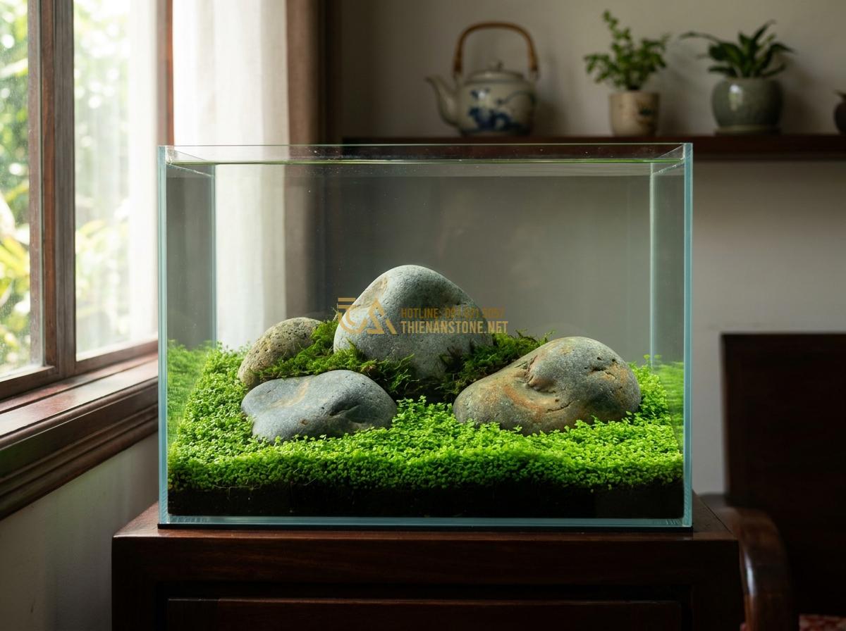 Top 5+ Layout Đá Cuội Đẹp Cho Bể Thủy Sinh Được Ưa Chuộng Nhất - Iconic Iwagumi aquascape using three main river pebbles arranged in golden ratio