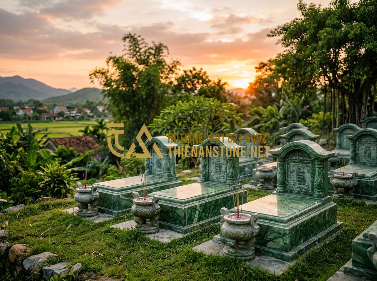 Top 50+ Mẫu Bát Hương Đá Đẹp & Chuẩn Phong Thủy Nhất Năm 2026 - Tạo ảnh tiếng Anh: A serene and solemn landscape of a traditional Vietnamese fam