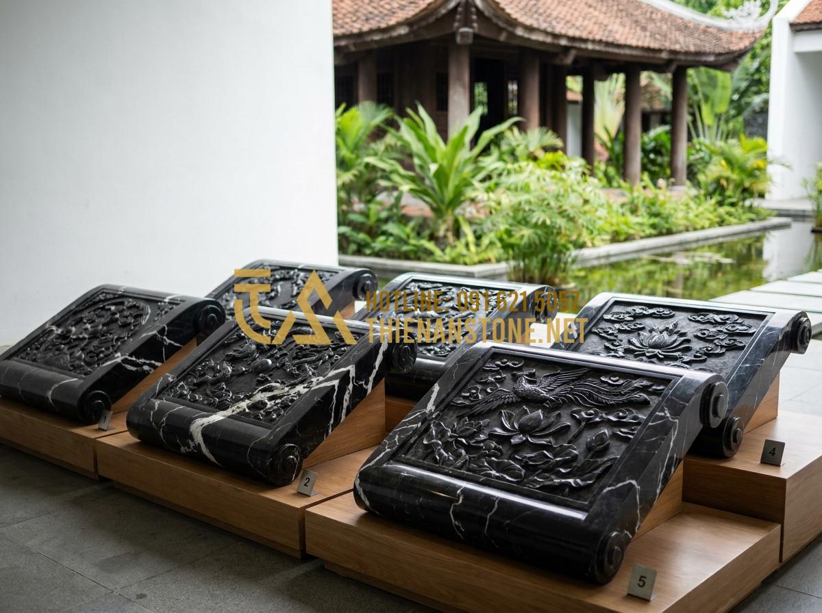 Top 99+ Mẫu Cuốn Thư Đá Đẹp Chuẩn Phong Thủy Cho Lăng Mộ Năm 2026 - Hình 15 Top 99+ Mẫu Cuốn Thư Đá Đẹp Chuẩn Phong Thủy Cho Lăng Mộ Năm 2026 - Gallery style display of the most popular 2026 stone tomb scroll designs, number