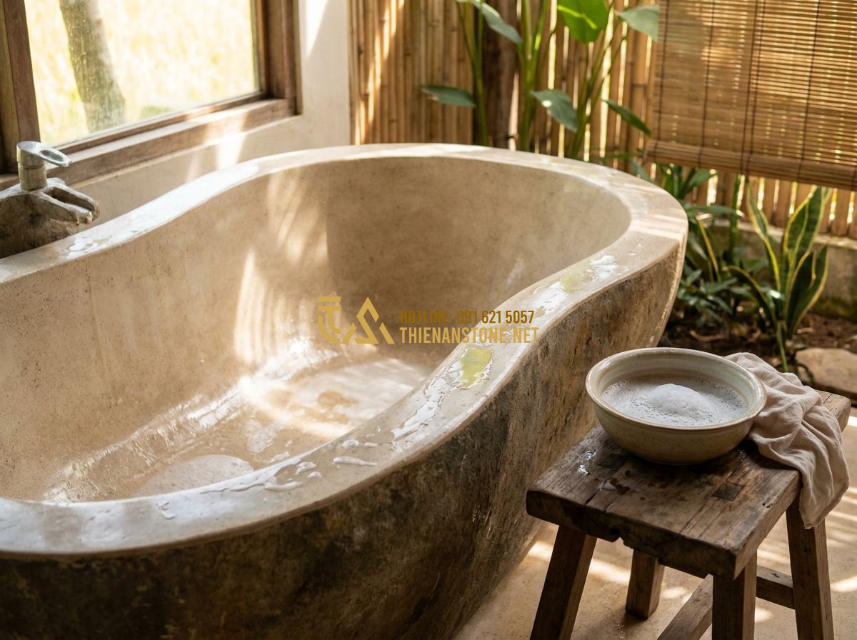 Ưu Nhược Điểm Bồn Tắm Đá Tự Nhiên So Với Bồn Tắm Acrylic & Composite - Hình 4 Ưu Nhược Điểm Bồn Tắm Đá Tự Nhiên So Với Bồn Tắm Acrylic & Composite - Tạo ảnh tiếng Anh: Industrial scene where a heavy crane is lifting a massive gra