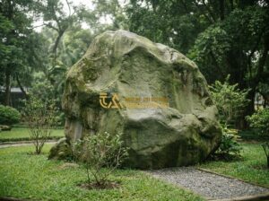 Ưu Nhược Điểm Đá Cubic Lát Sân: Có Nên Chọn Không? Lưu Ý Quan Trọng Khi Thi Công - Tạo ảnh tiếng Anh: A high-angle, professional architectural shot of a luxury gar