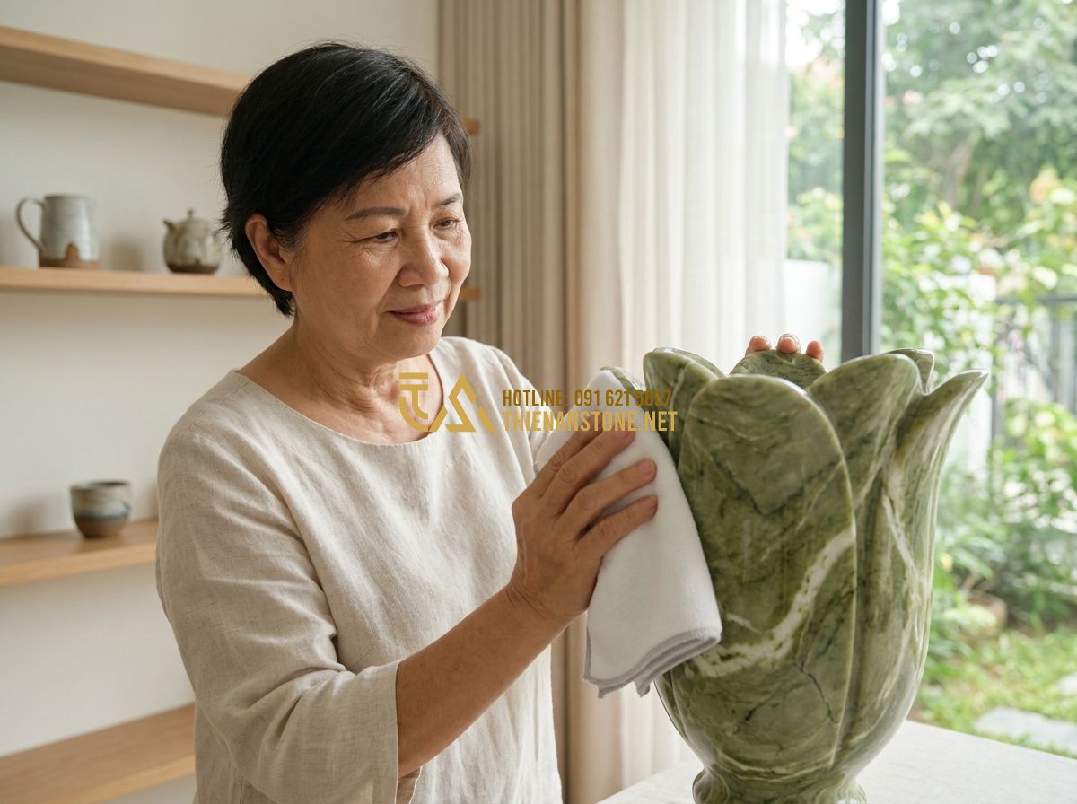 Ưu Nhược Điểm Lục Bình Đá Tự Nhiên So Với Lục Bình Đá Non Nước & Các Loại Khác - Inside the Thien An Stone workshop in Phu Tho, Vietnam. Several skilled artisans
