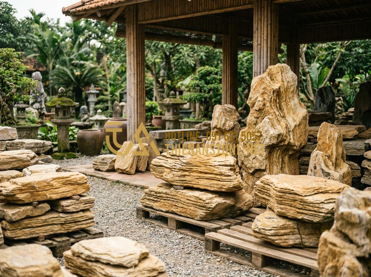 Vì Sao Đá Cổ Thạch Nghệ An Lại Được Giới Chơi Cây Cảnh Săn Lùng? - Hình 16 Vì Sao Đá Cổ Thạch Nghệ An Lại Được Giới Chơi Cây Cảnh Săn Lùng? - Professional stone selection process at a reputable supplier yard with experts a