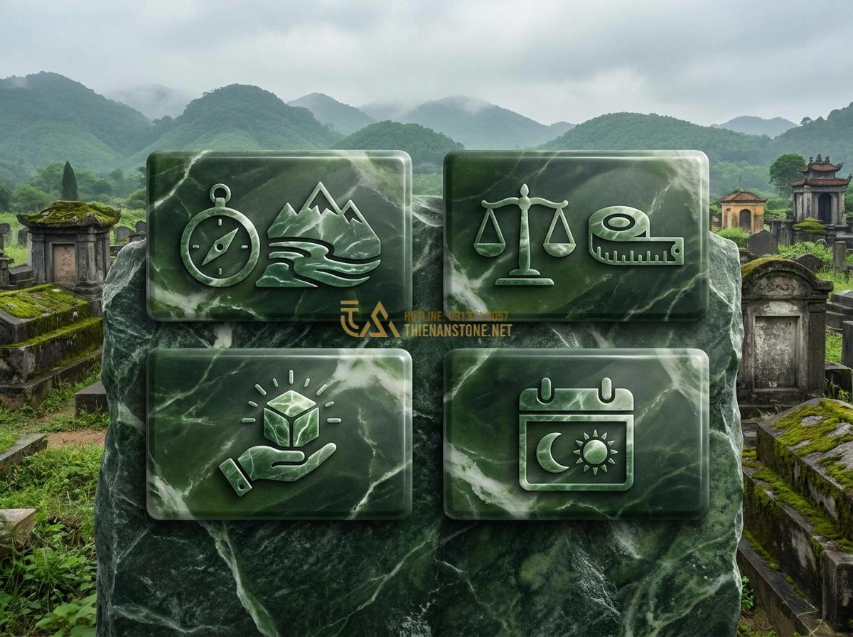 Vị Trí Đặt Cuốn Thư Đá Nghĩa Trang Giúp Trấn Trạch Và Hóa Giải Điềm Hung - Checklist of important Feng Shui considerations for placing cuon thu da in a cem