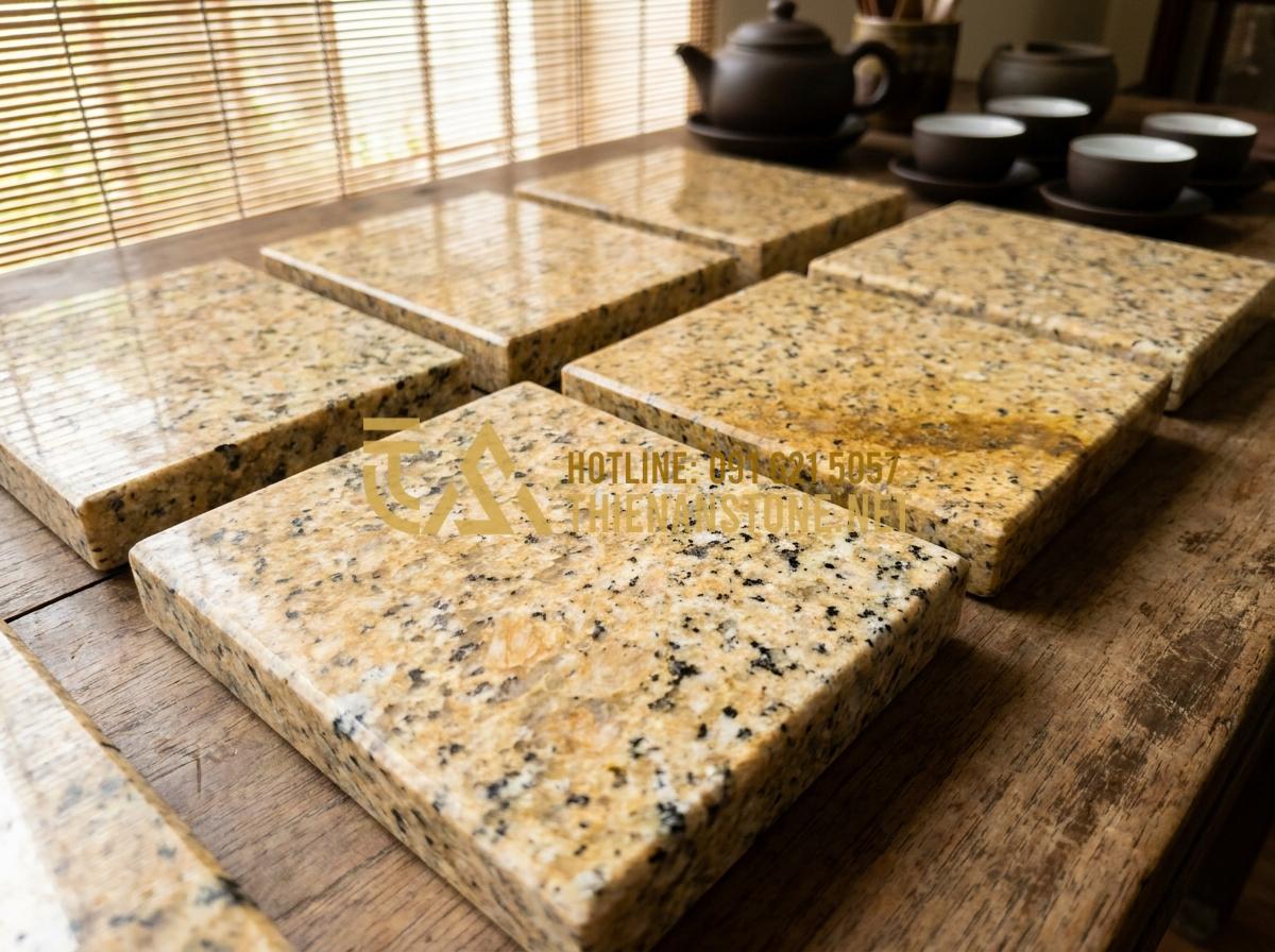 Ý Nghĩa Phong Thủy Của Khay Trà Đá: Cách Chọn Màu Đá Hợp Mệnh Gia Chủ - Close view of various stone types for tea trays arranged neatly showing color va