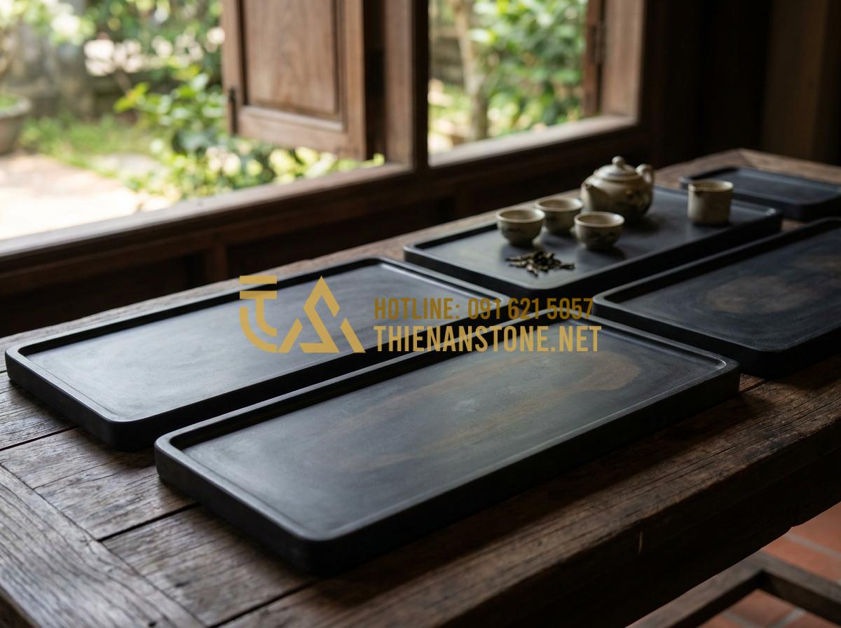 Ý Nghĩa Phong Thủy Của Khay Trà Đá: Cách Chọn Màu Đá Hợp Mệnh Gia Chủ - Professional stone tea tray products from Thien An Stone company displayed with
