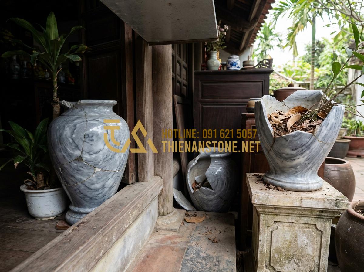Ý Nghĩa Phong Thủy Của Lọ Hoa Đá: Cách Chọn Màu Đá Hợp Mệnh Thu Hút Tài Lộc - Common Feng Shui mistakes with broken or misplaced stone flower vases in incorre