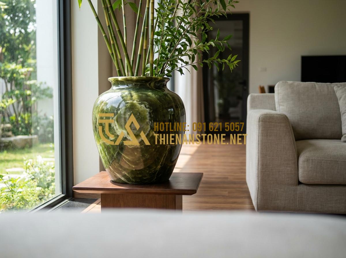 Ý Nghĩa Phong Thủy Của Lọ Hoa Đá: Cách Chọn Màu Đá Hợp Mệnh Thu Hút Tài Lộc - Optimal Feng Shui placement of stone flower vase in spacious modern living room